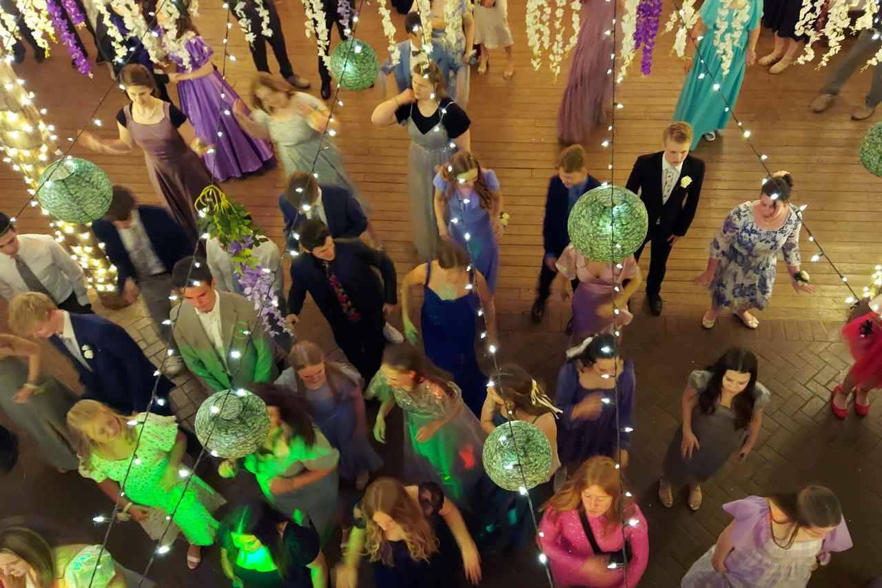 Photo courtesy of Church of Jesus Christ of Latter-day Saints 
Youths from Sequim, Port Angeles, Port Townsend, Gig Harbor, Bremerton, Silverdale and Neah Bay enjoy a Spring Formal at Troll Haven Bandy Farm.