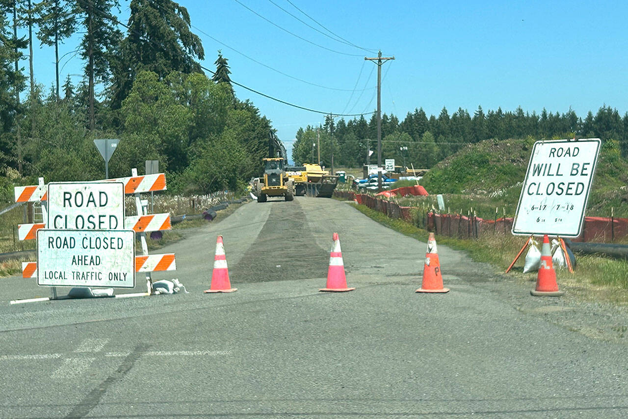 Sequim Gazette photo by Matthew Nash/ Road work to add utilities for the Rolling Hills development off South Seventh Avenue sees daytime closures during construction through mid-July.