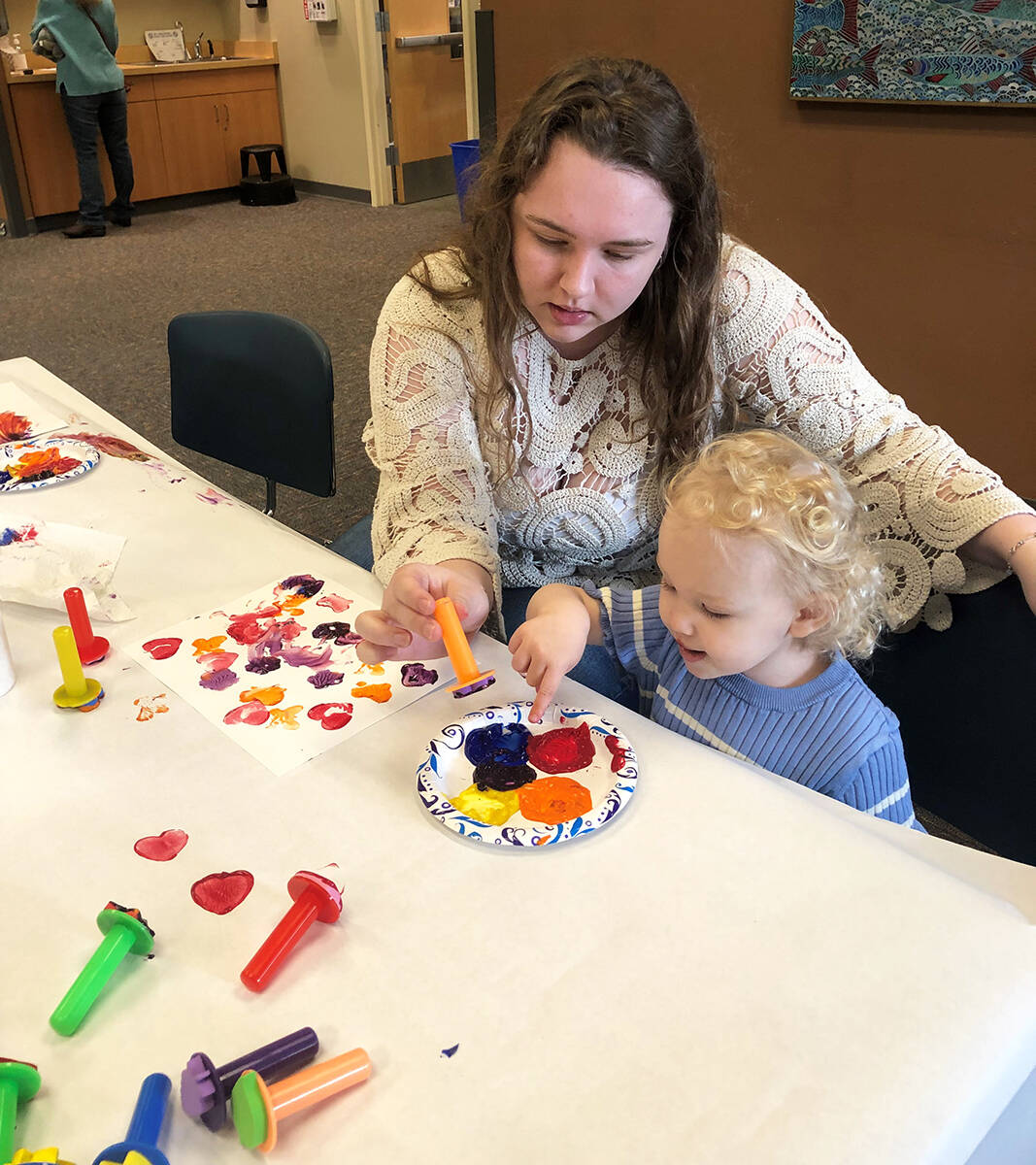 Photo courtesy of North Olympic Library System
Children can explore sensory art activities with their caregivers with the Little Hands Art program, with a session scheduled for the Sequim Library’s temporary location on July 24.