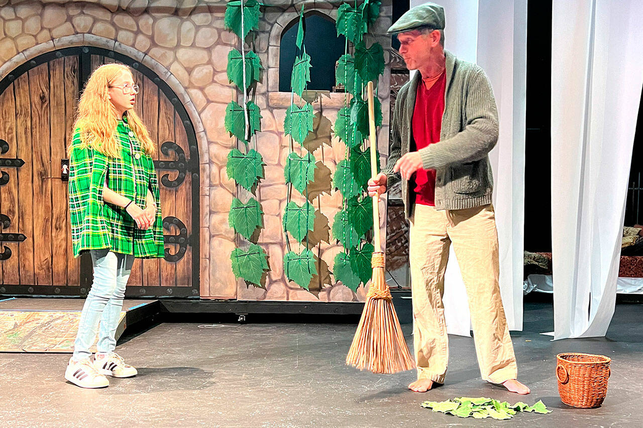 Photo courtesy Olympic Theatre Arts
Mary Lennox (Trinity Devlin) speaks with garden Ben Weatherstaff (Michael Curran) by the gardener in a scene from “The Secret Garden.” It plays for two weekends at Olympic Theatre Arts from Aug. 9-18.