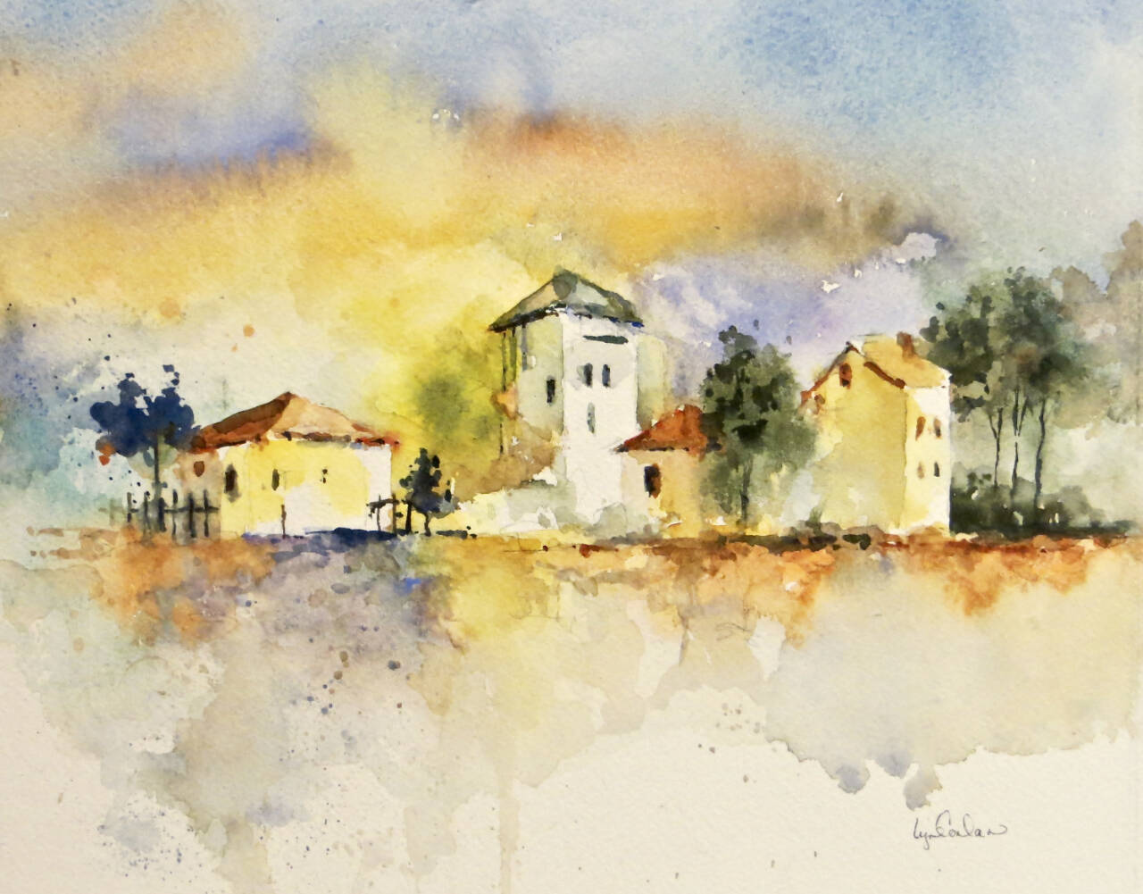 Artwork courtesy of Field Hall Gallery / “Tramonto” by Lyn Conlan, whose fellow North Olympic Watercolorist members will have their art on display in the “Watercolor: From Studio to Gallery” exhibit at the Field Hall Gallery through Oct. 26.