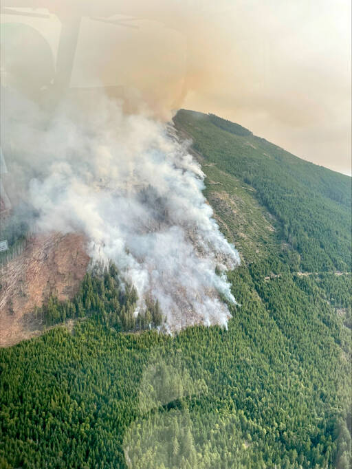 Photo courtesy of Department of Natural Resources / An aerial view of the 2620 Road fire near Brinnon.