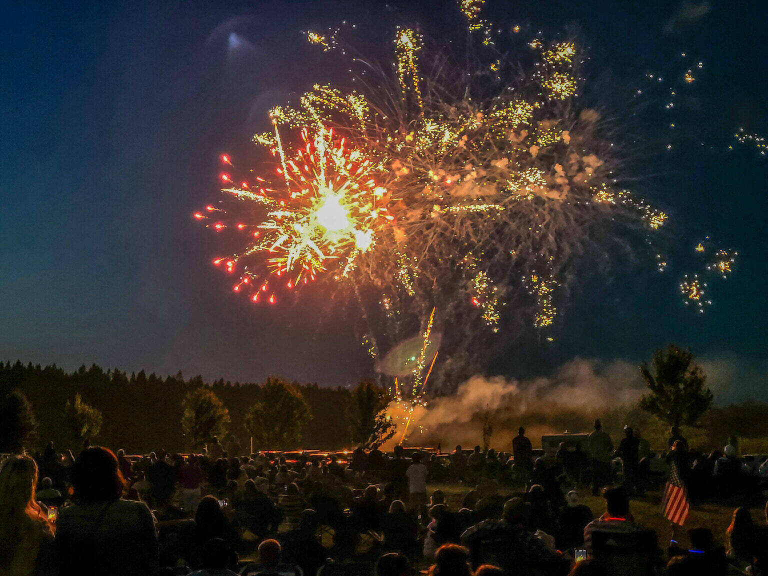 Sequim Gazette file photo by Michael Dashiell
Fireworks light up the skies over Carrie Blake Community Park to cap Sequim’s Independence Day celebration on July 4 in 2023. The fireworks display started following the ban on the discharge of fireworks in the city. Councilors plan to discuss the ban of fireworks sales in October.