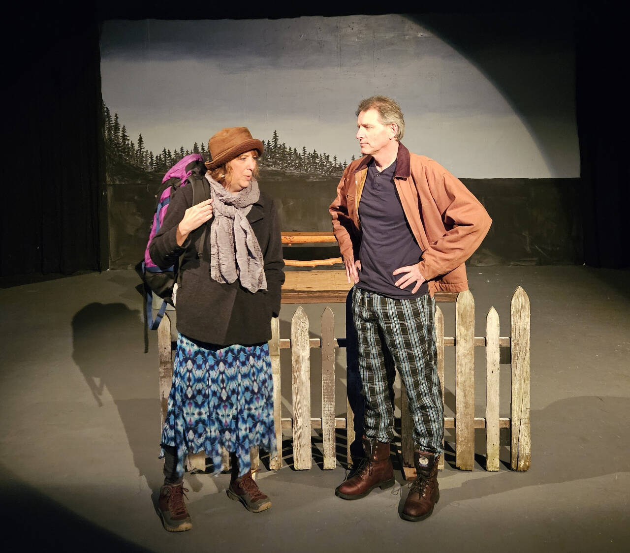 Photo courtesy of Port Angeles Community Players
Rebecca Gilbert, left, and Rick Mischke, both of Port Angeles, rehearse “Her Heart,” a scene for the Port Angeles Community Players’ upcoming production of “Almost, Maine.”