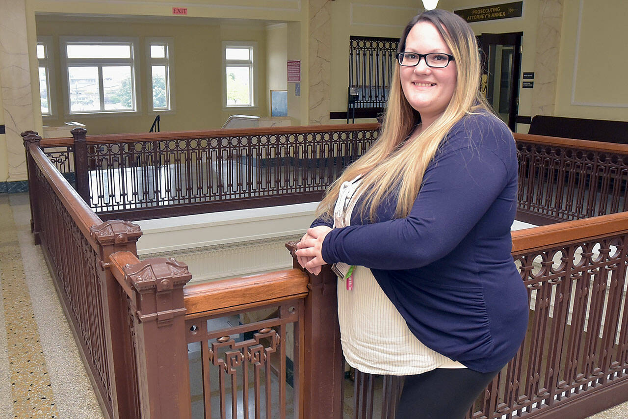 Photo by Keith Thorpe/Peninsula News Group / Clallam County Juvenile Court Coordinator Candice Lawler stands in the foyer of the old courthouse in Port Angeles.