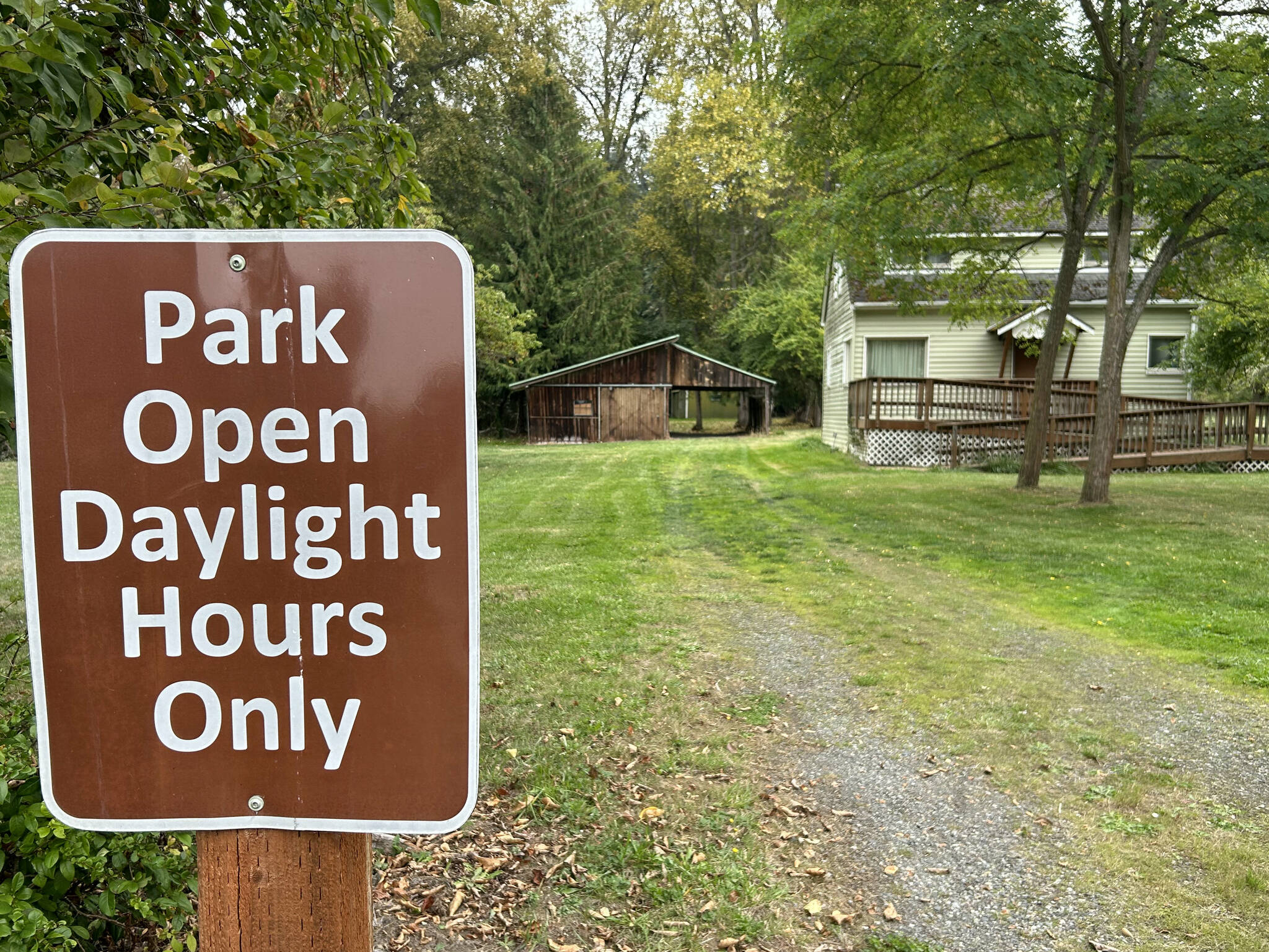 Sequim Gazette photo by Matthew Nash
This spring, city staff plan to auction off a two-story home and multiple outbuildings at Gerhardt Park on South Third Avenue. Staffers said they hope to eliminate demolition costs through the auction so that the home and wood can be repurposed.