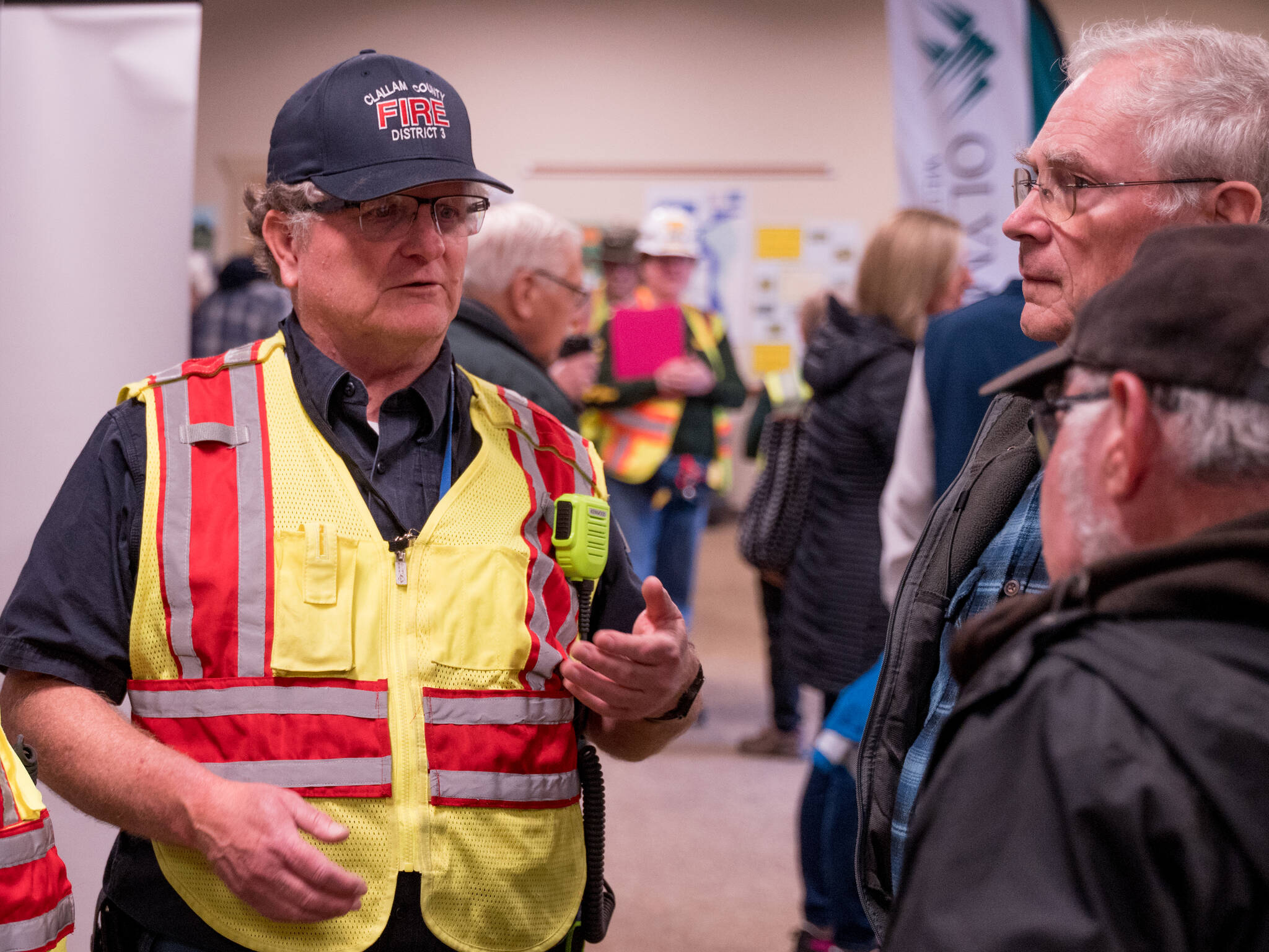 Photo courtesy Donna Stoffel
Keith Koehler with the Community Emergency Response Team (CERT) program speaks with visitors of the first Sequim Public Safety Fair in 2023.