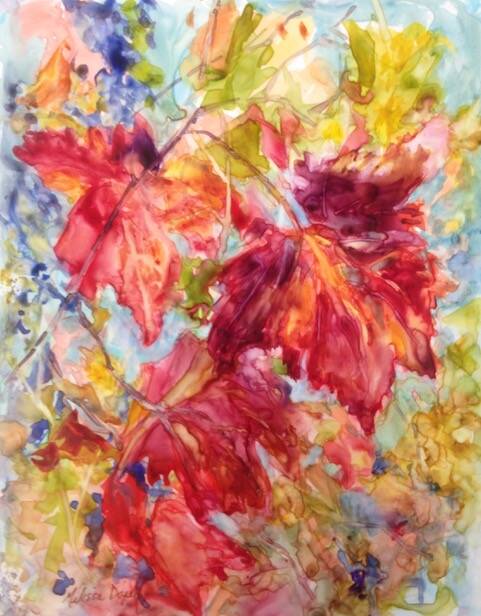 Artwork courtesy of Melissa Doyel
“Vineyard Fall Colors” by Melissa Doyel, a featured artist at Sequim’s Blue Whole Gallery this November.