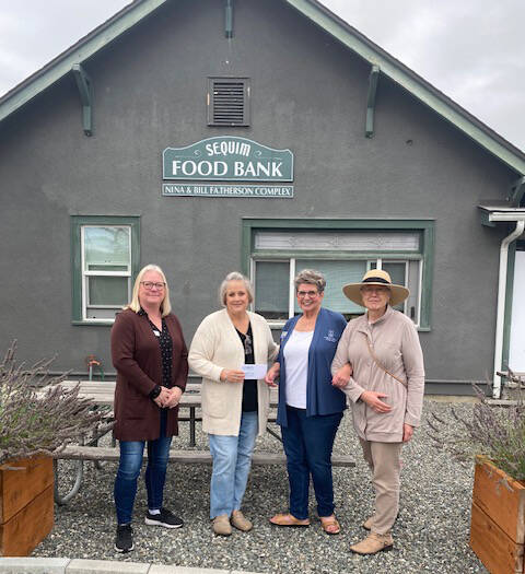 Soroptimist International of Sequim recently presented a $2,000 check to the Sequim Food Bank, with funds to be used to purchase feminine hygiene products for women and girls and is part of an ongoing Soroptimist International of Sequim program to provide these products to the Sequim Food Bank. Pictured, from left, are: Soroptimist president-elect Roxann Harr; Andra Smith, Sequim Food Bank executive director; Soroptimist president Linda Klinefelter, and Patty Lebowitz, a board member for both Soroptimist and Sequim Food Bank organizations.