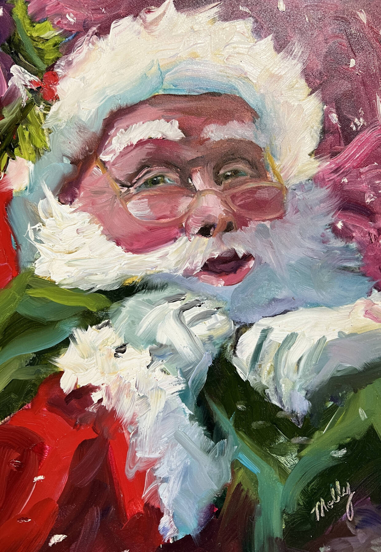 Artwork by Molly White / “Santa” by Molly White, a featured artist at the Blue Whole Gallery’s “Visions of Winter” exhibit this December at the Blue Whole Gallery.