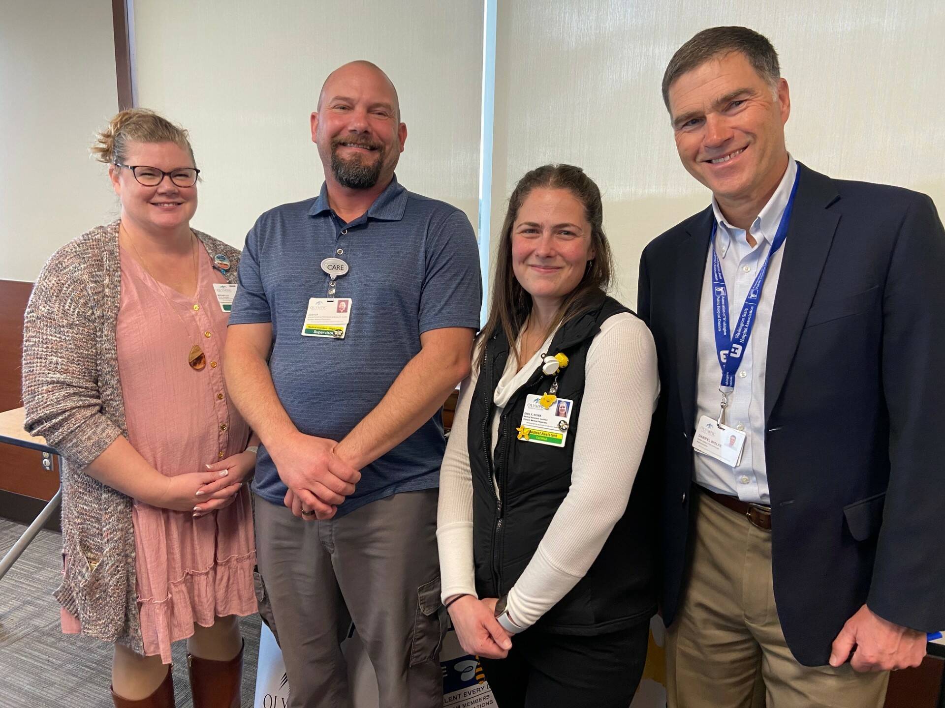 Photo courtesy of OMC
Olympic Medical Physicians Clinic Supervisor Josh Lewis, second from left, was recently named an Olympic Medical Center BEE (Being Excellent Every Day) honoree.