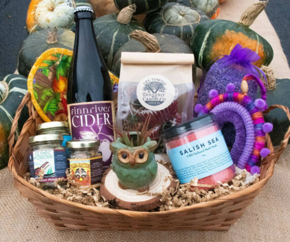 <p>Photo courtesy Sequim Farmers & Artisans Market/ New this year, market-goers can build their own gift baskets and for those in a rush, they’ll also have pre-made baskets that are filled with a variety of goods from vendors.</p>