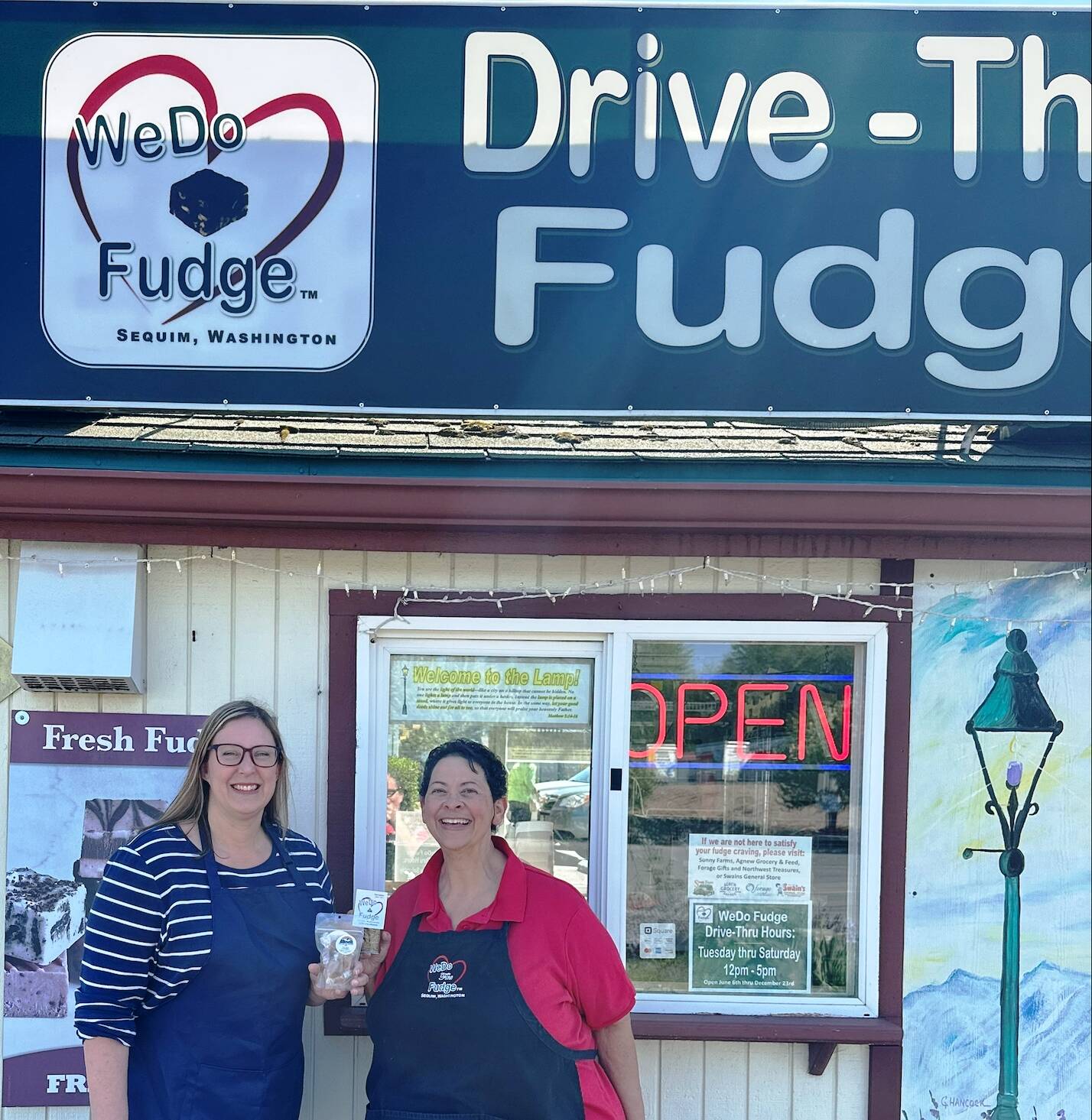 Courtesy photo 
Teresa Crecilius, left, and Christina Norman, right, have closed their drive-thru operation for Cascade Caramels and WeDo Fudge for the season. Fans can still purchase their tasty treats at other locations.